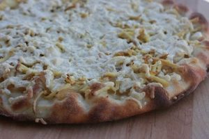 Smoked tofu pizza in the style of Pizza alla Pugliese